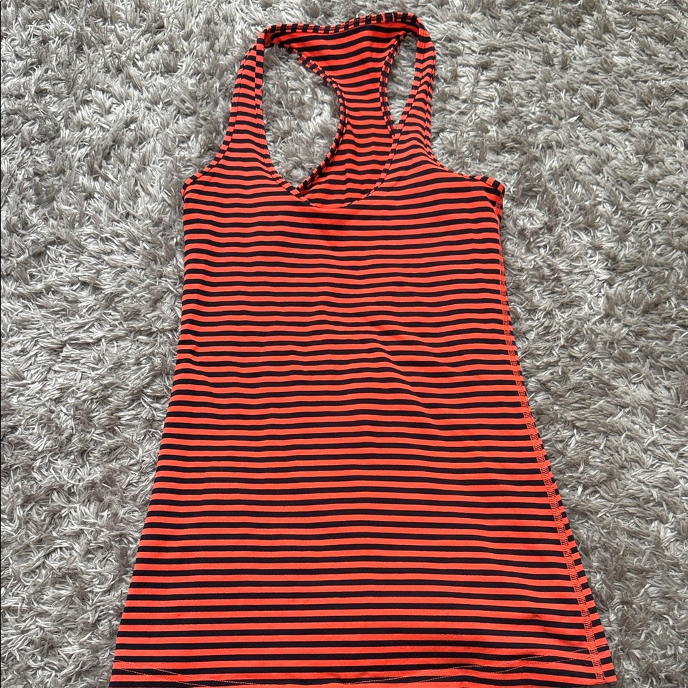 Lululemon Striped Racerback Tank - Orange & Navy